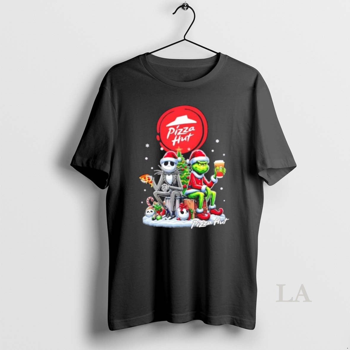 Original Pizza Hut X Grinch And Jack Skellington Unwilling Friends Merry Christmas