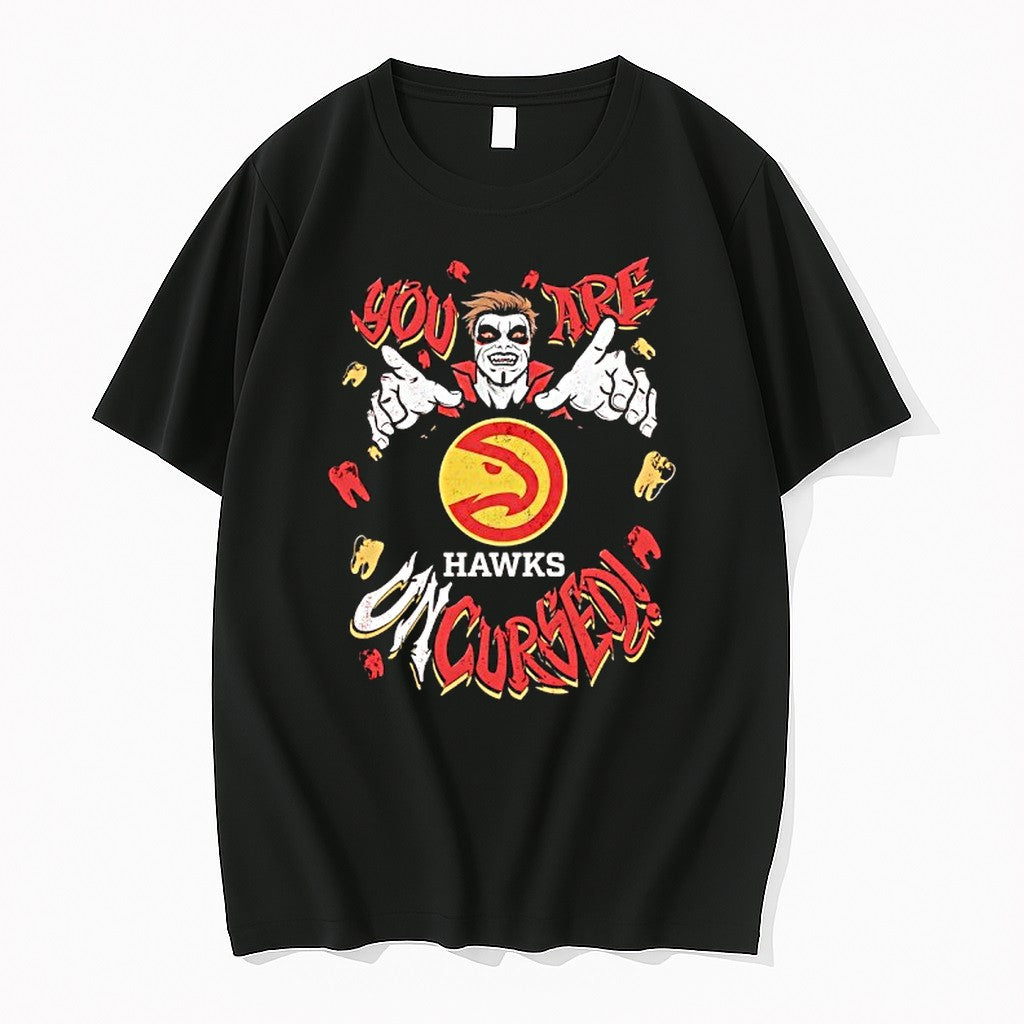 Original Wwe Drops Danhausen X Atlanta Hawks You Are Cursed Horror Vampire Tshirts