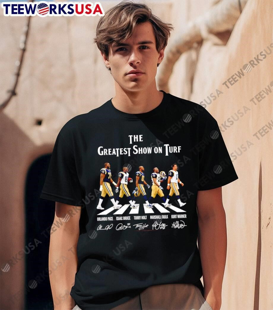 Orlando Pace Isaac Bruce Torry Holt Marshall Faulk Kurt Warner The Greatest Show on Turf St Louis Rams T-Shirt