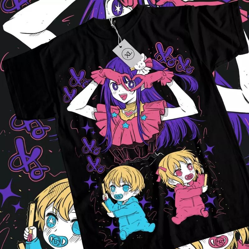 Oshi No Ko Anime T-Shirt & Sweatshirt, Ai Hoshino Waifu Girl Graphic Tee, Anime Manga Lover Gifts Ball Comfort Hoodie