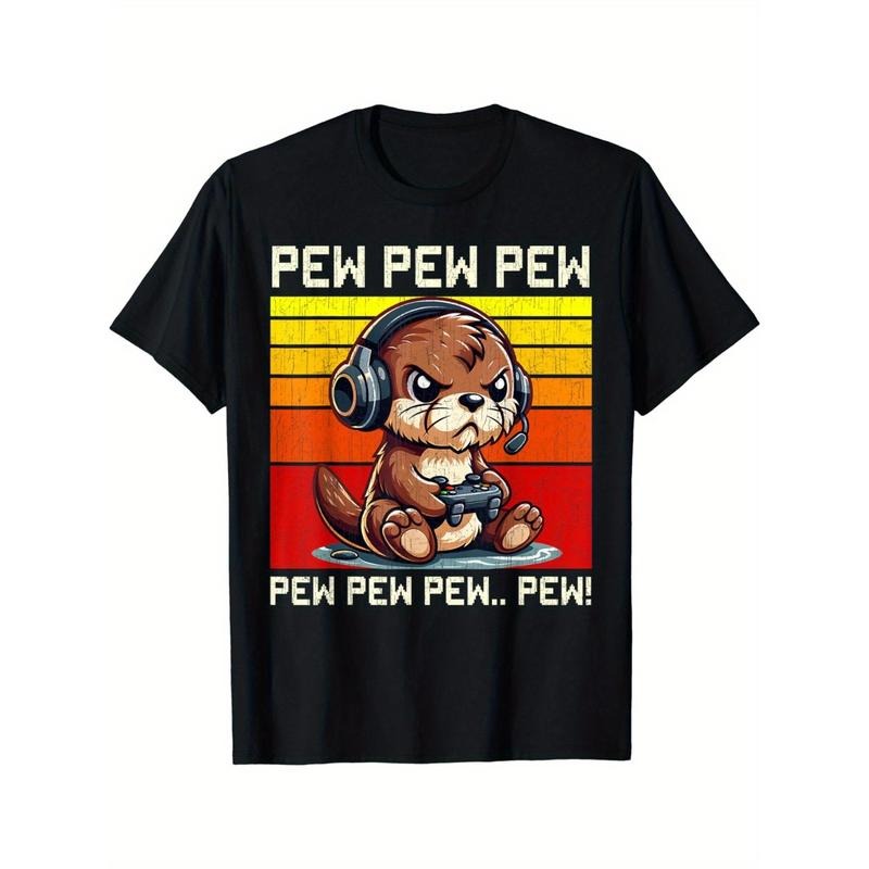 Otter Gamer Pew Funny Video Games Vintage Men T-Shirt Made in USA Hoodie, Sweatshirt | UrbanDripWear.com