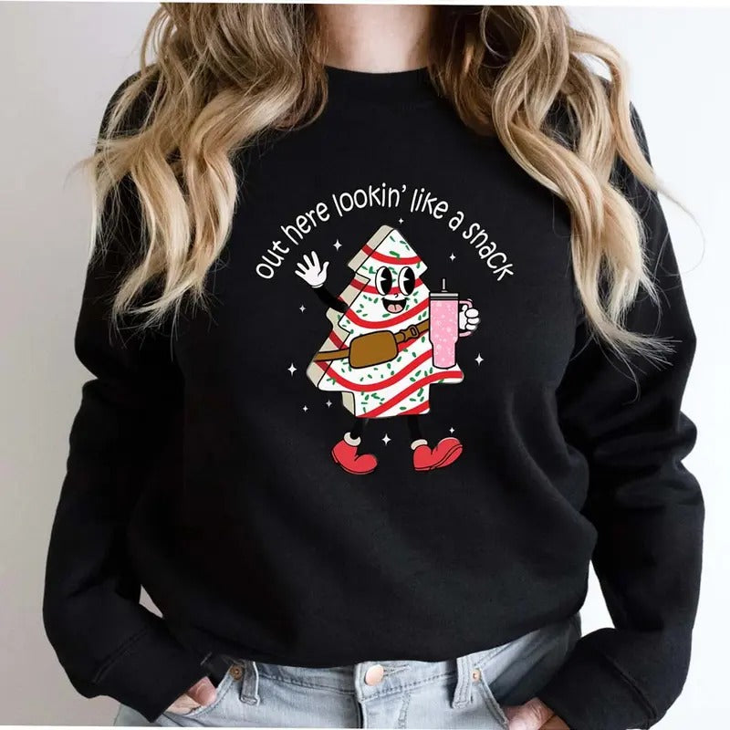 Out Here Lookin' Like A Snack Graphic Sweater Casual Street Style Fleece Crewneck Pullover Sweatshirt Tops Trendy For...
