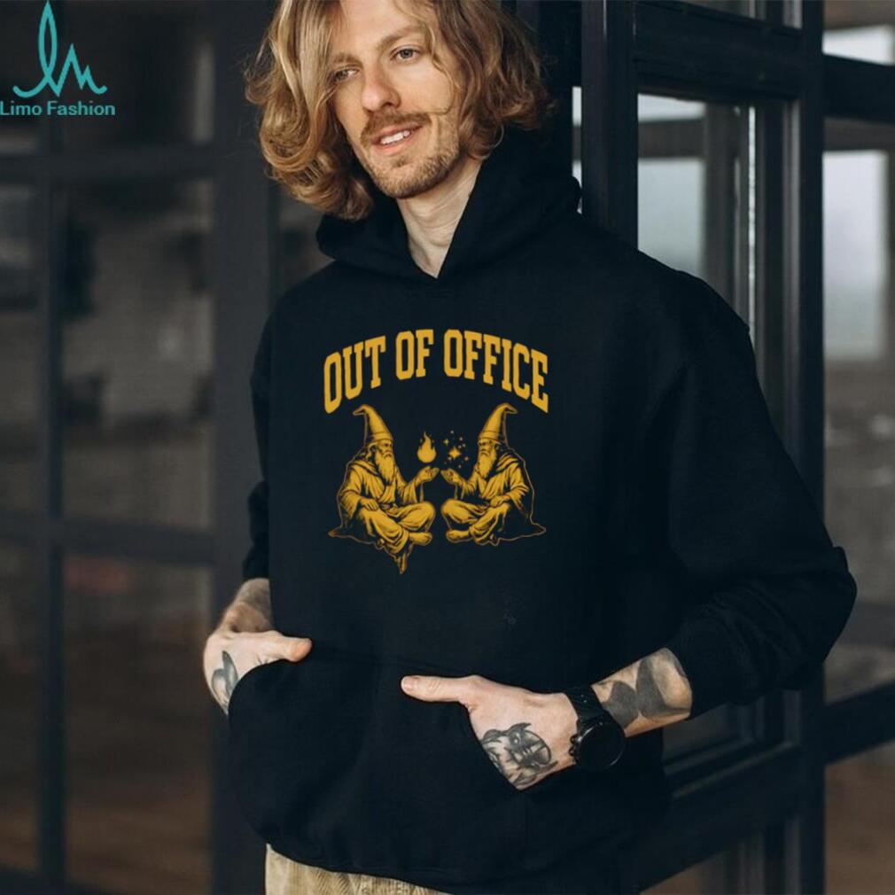 Out of Office Wizard Magic Fantasy Art Funny Graphic Black T Shirt