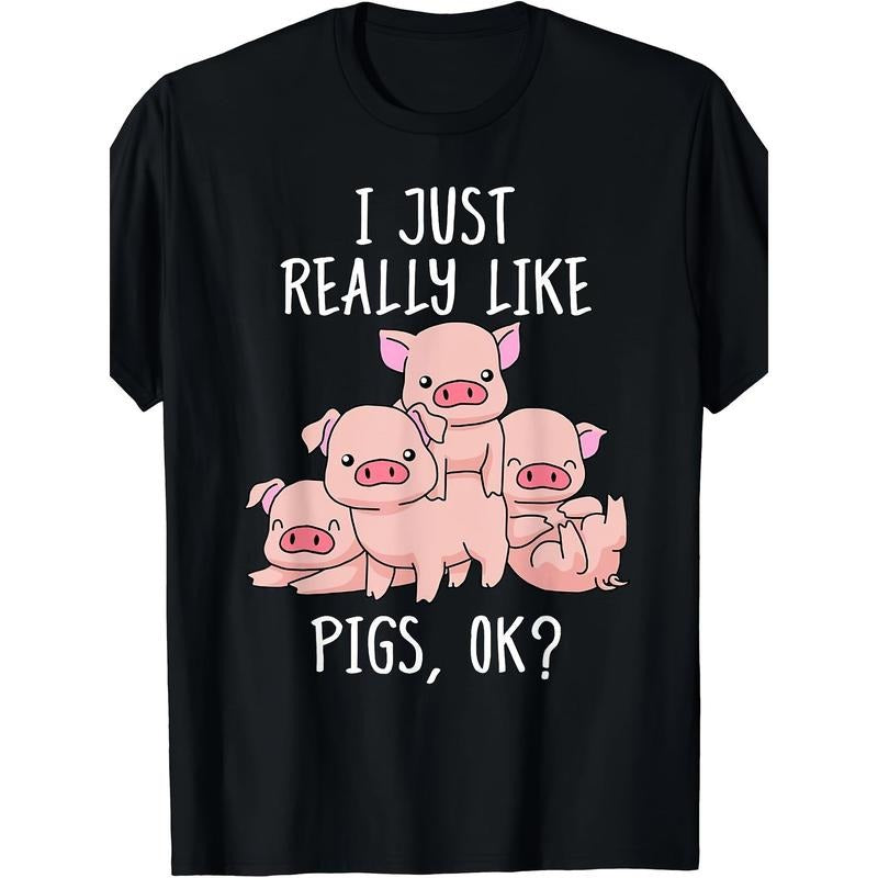 Outdoor men's clothing Quality Material Love Pig T Shirt Gift Pig T Shirt Men Cute Pig T Shirt