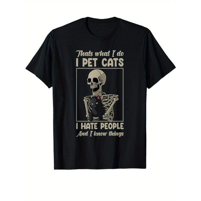 Outdoor men's clothing with high quality materials, skull print men's cotton T-shirt, graphic T-shirt men's outdoor...