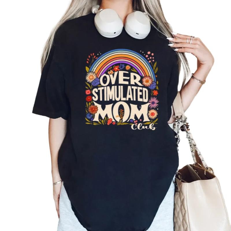 Over Stimulated Moms Club Shirt, Retro Shirt For Moms, Gift For Mama, Mothers Day Gift, Mom Birthday Gifts, Short Sleeve...
