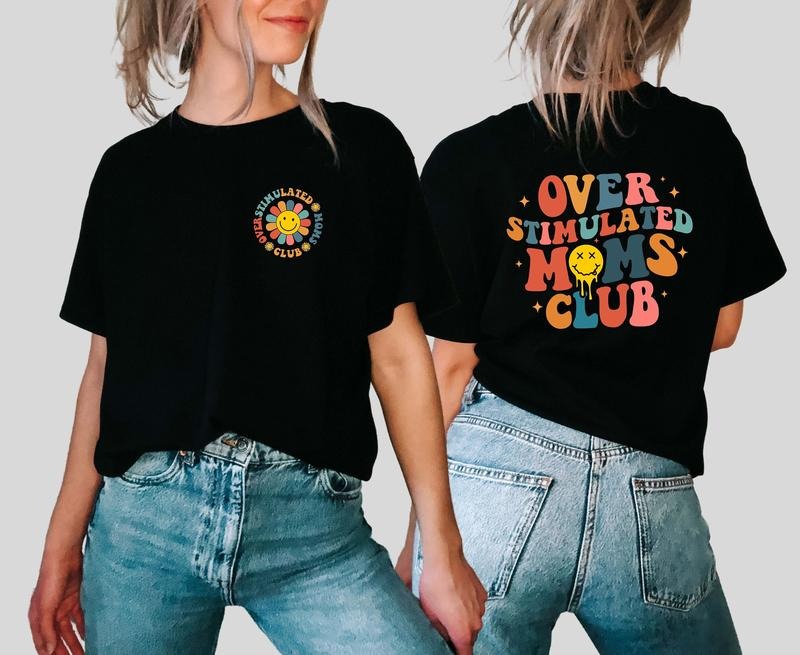 Over Stimulated Moms Club Tshirt, Funny Mom Tshirt, Retro Shirt For Mama, Gift For Moms, Mothers Day Gift, Unisex Short...