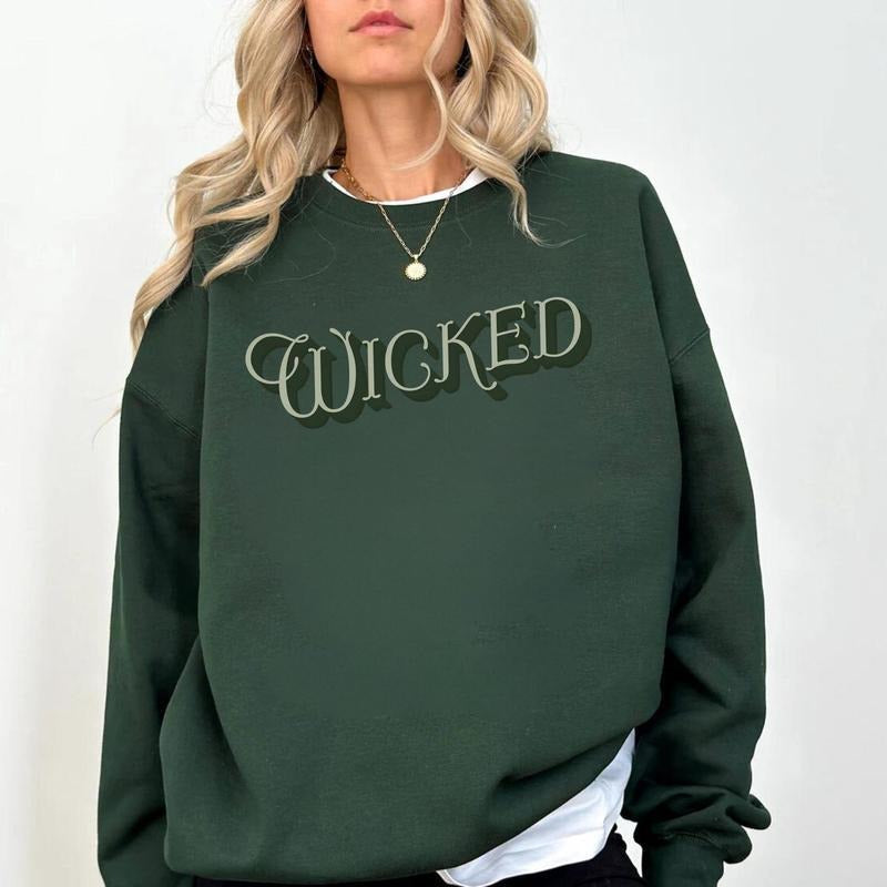 Oversized Vintage Wicked Sweatshirt, Nostalgic Wizard of Oz Font Cozy Crewneck, Broadway Musical Theater Gift Shirts,...
