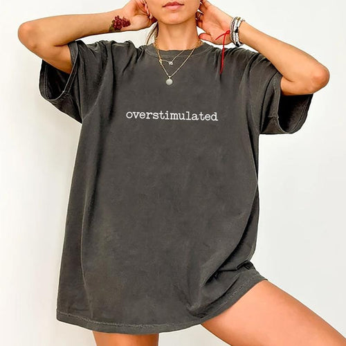 "Overstimulated Period Tees, Overstimulated Graphic Tee Women, Funny Unhinged Shirts For Women, Adult Humor T-Shirt,...