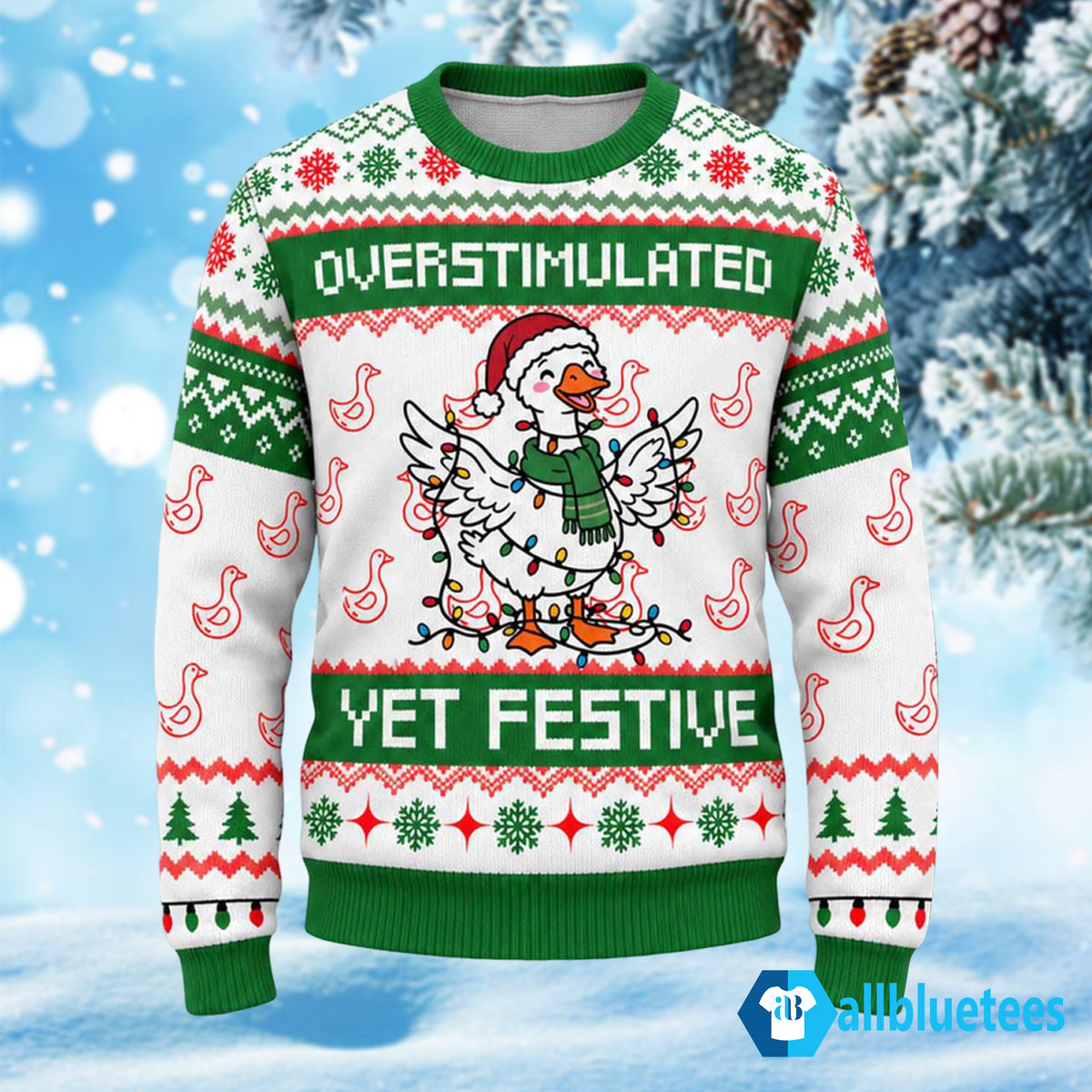 Overstimulated Yet Festive Goose Ugly Christmas Sweater
