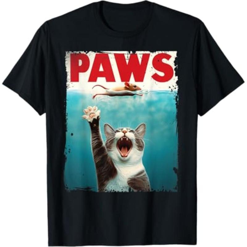 PAWS Parody Cat Mouse Humorous Cat Chasing Mouse Kitten T-Shirt Menswear Top Hoodie, Sweatshirt | UrbanDripWear.com