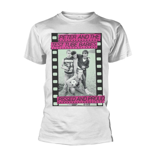Peter & The Test Tube Babies Unisex T-shirt: Pissed And Proud (White)