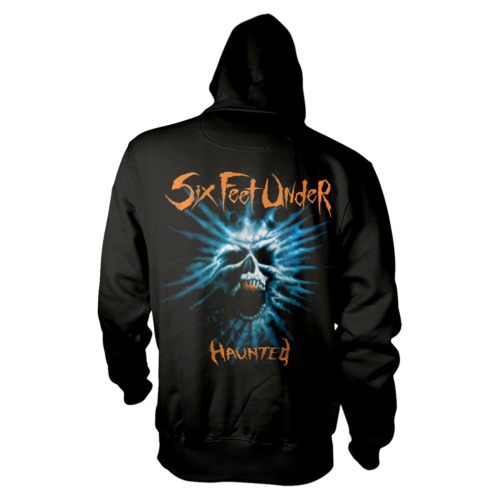 Six Feet Under Unisex Hoodie: Haunted (black print)