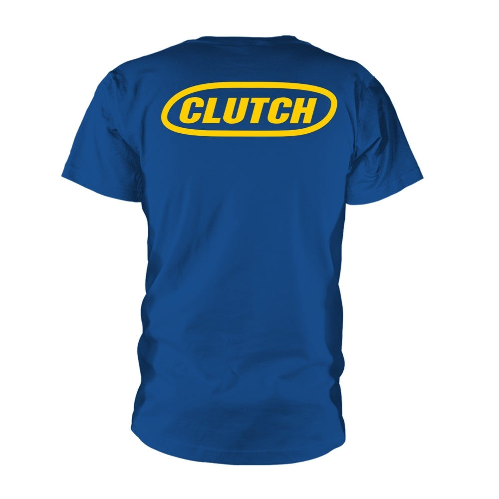 Clutch Unisex T-shirt: Classic Logo (Yellow/Blue)(back print)