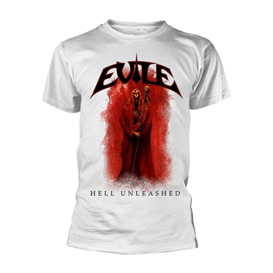 Evile Unisex T-shirt: Hell Unleashed (White) (back print)
