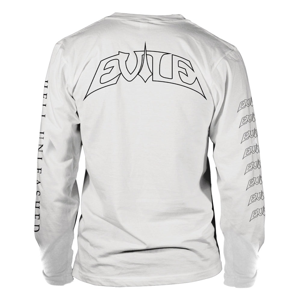 Evile Unisex Long Sleeved T-shirt: Hell Unleashed (White) (back print)