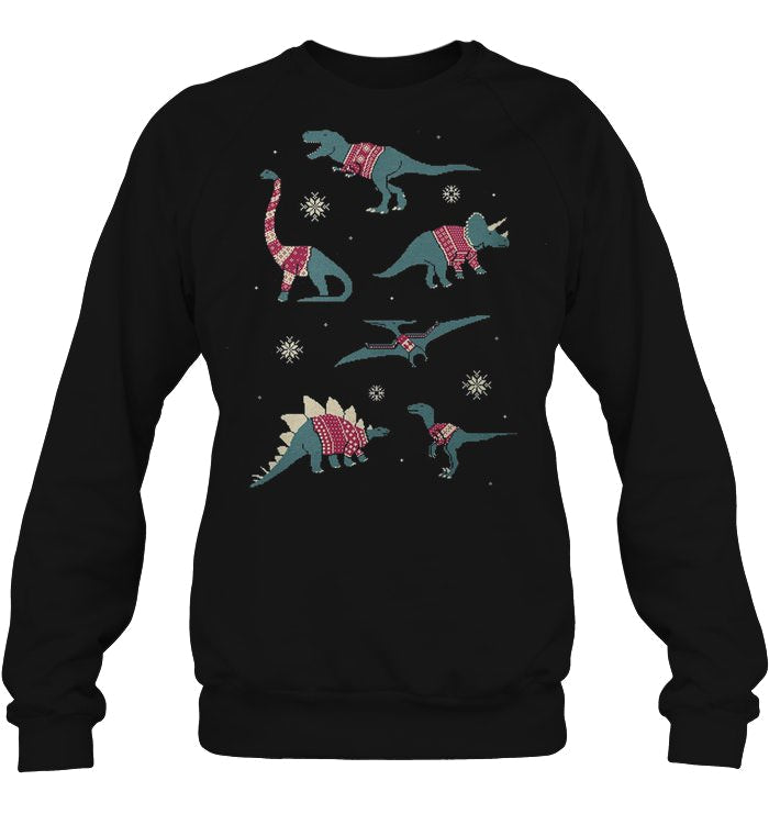 Dinosaurs In Ugly Christmas Sweater