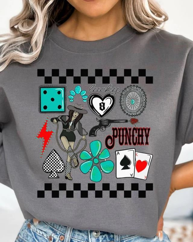 PUNCHY COWGIRL Unisex NuBlend Crew Sweatshirt Outlaw Girlie T-Shirts, Hoodie | UrbanDripWear.com