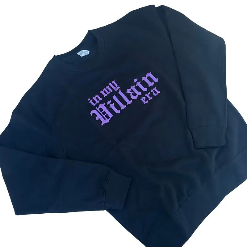 PURPLE In My Villain Era TM Embroidered Crewneck Sweatshirt Menswear Stylish T-Shirts, Hoodie | UrbanDripWear.com