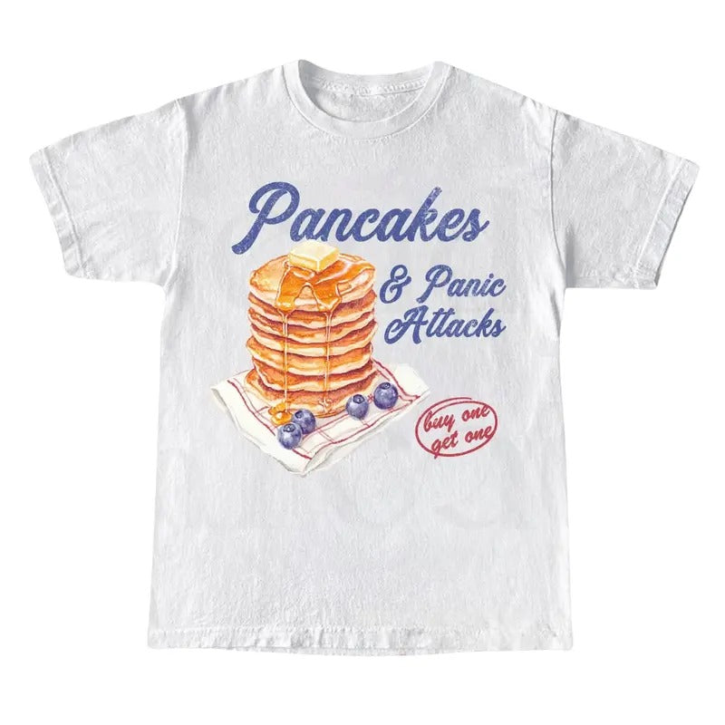 Pancakes And Panic Attacks Shirt, Funny Mental Health T Shirt, Sarcastic Mental Health Tee, Funny Gift For Her & Him,...