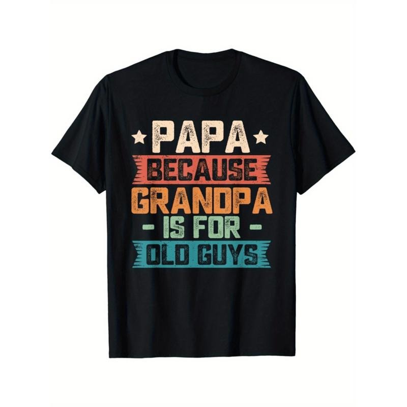 Papa Casual T-shirt High-End Cotton Short-Sleeved Drop Shoulder T-shirt for Urban Men Menswear Top Hoodie, Sweatshirt