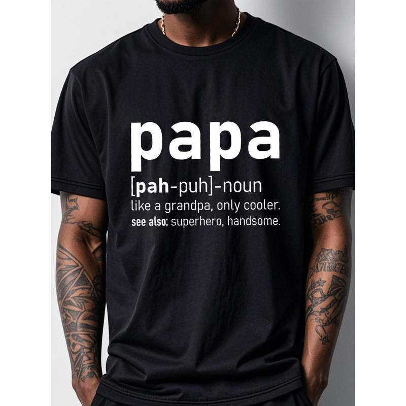Papa Definition Black T-shirt For Men, Graphic Casual Tee Hoodie, Sweatshirt | UrbanDripWear.com