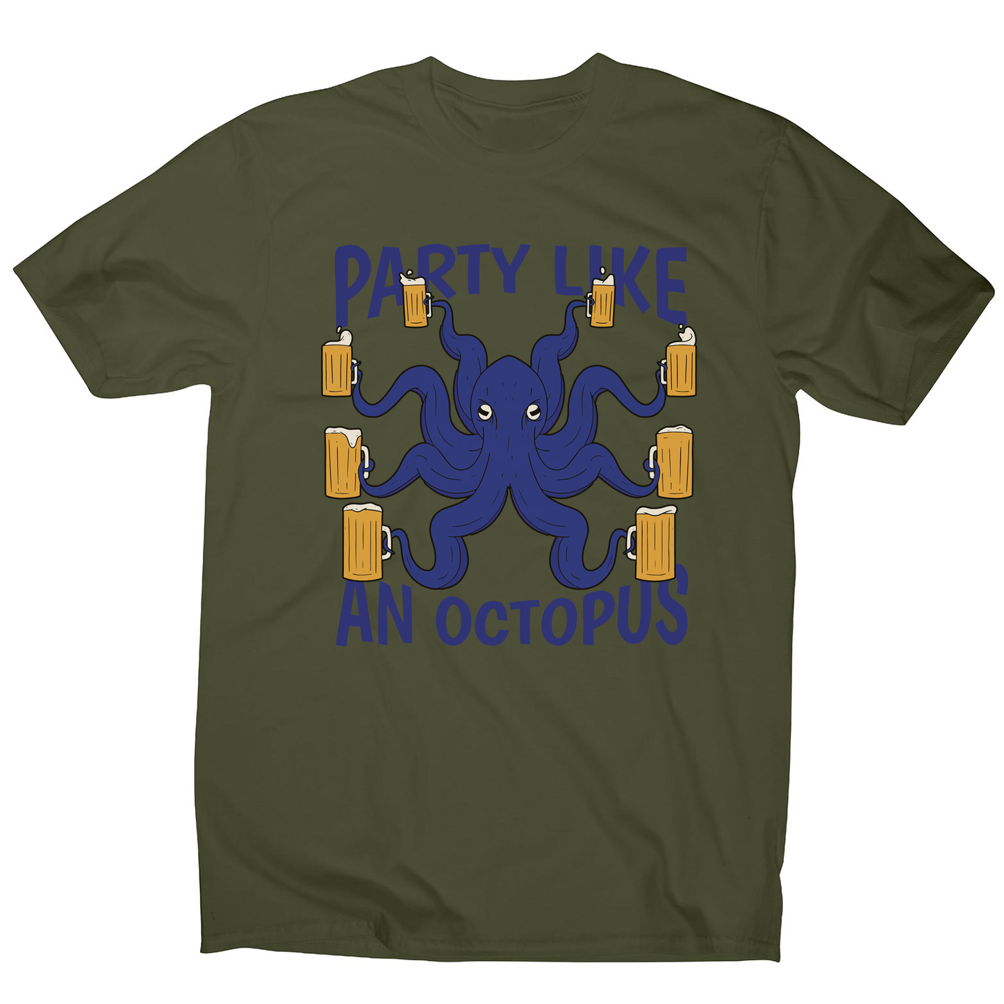 Party octopus beer men's t-shirt