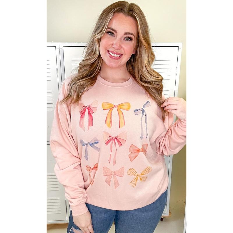 Pastel Bow Graphic Sweatshirt T-Shirts, Hoodie | UrbanDripWear.com