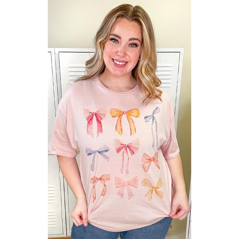 Pastel Bow Graphic T-Shirt Hoodie, Sweatshirt | UrbanDripWear.com