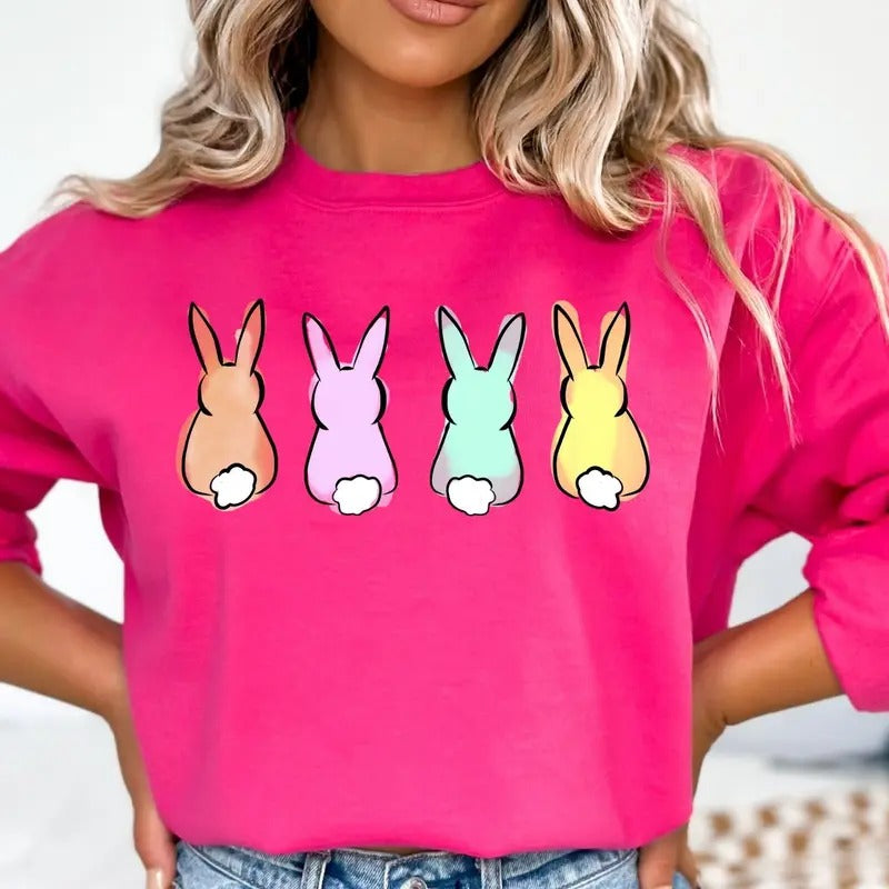 Pastel Bunnies Sweatshirt, 2025 Easter Day Shirt, Happy Easter Sweater, Easter Bunnies Sweatshirt, Easter Gift, Happy...