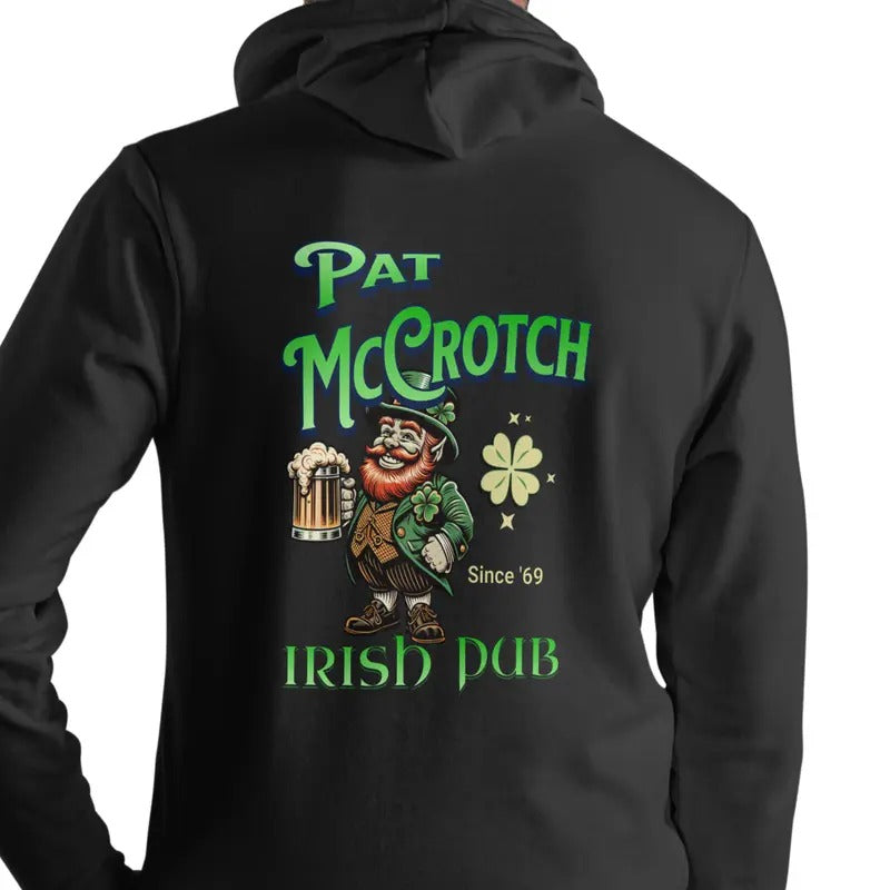 Pat McCrotch Irish Pub Hoodie Unisex - Black Casual Sweatshirt with Graphic Design Featuring Pat McCrotch, Since 69,...