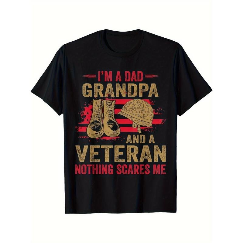 Patriotic 'Dad, Grandpa, and Veteran' Graphic T-Shirt