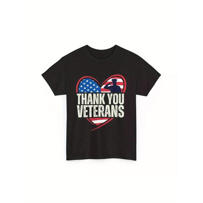 Patriotic "Thank You Veterans" Graphic T-Shirt for Women