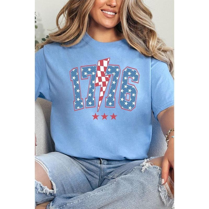 Patriotic 1776 Lightning Bolt Short Sleeve Relaxed Fit T-Shirt Hoodie, Sweatshirt | UrbanDripWear.com