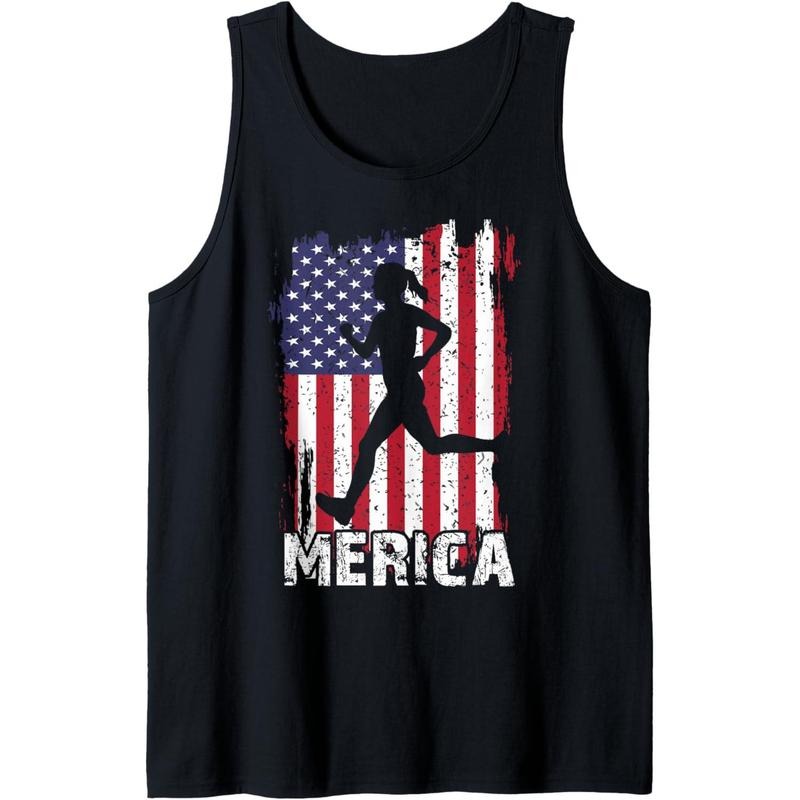 Patriotic 4th Of July Running-Shirt Women Runner USA Flag Tank Top made in USA Hoodie, Sweatshirt | UrbanDripWear.com