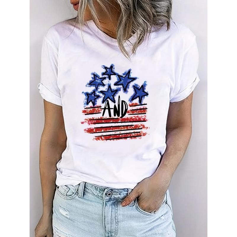 Patriotic American Flag Graphic T-Shirt for Women