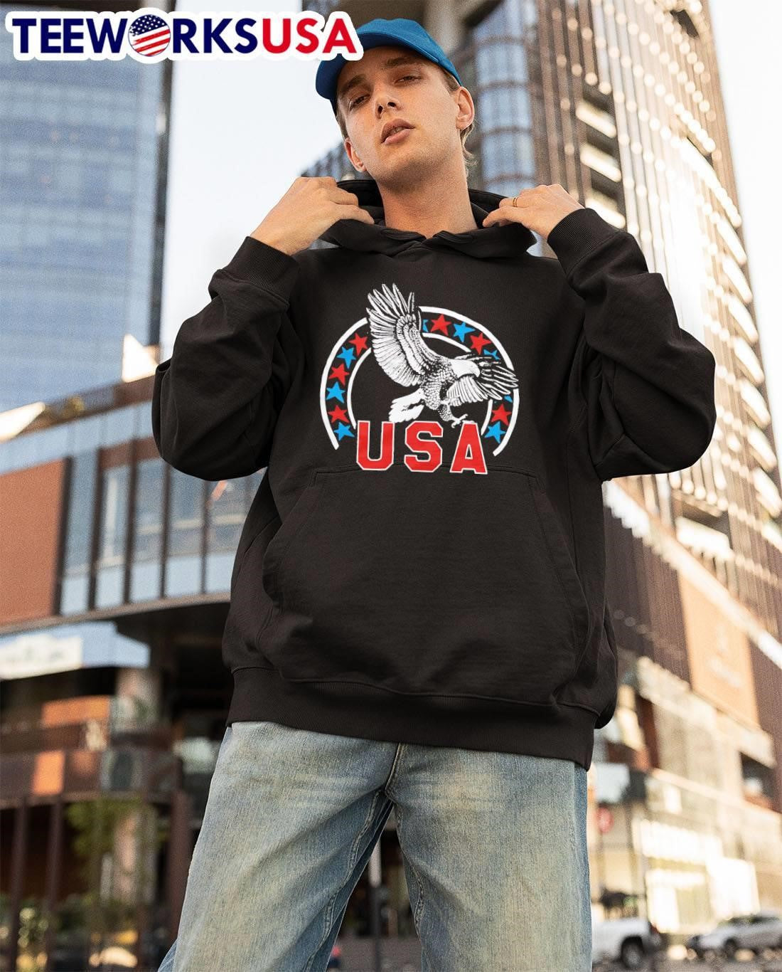 Patriotic Apparel Eagle Soaring USA Flag Stars Patriotic T-Shirt