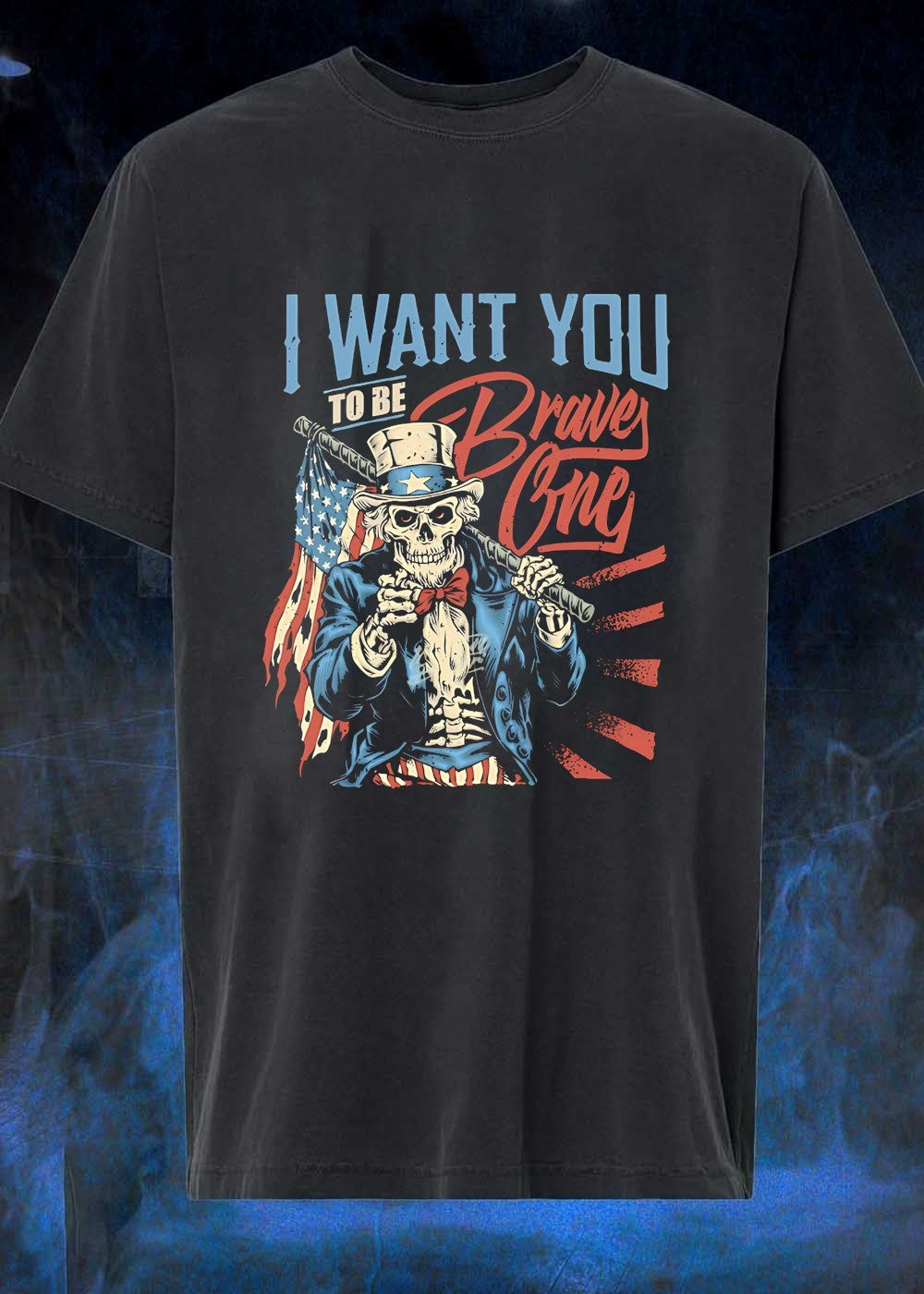 Patriotic Apparel I Want You to be Brave One Skeleton American Flag T-Shirt