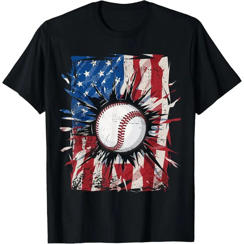Patriotic Baseball 4th Of July Men USA American Flag Boys T-Shirt made in usa Hoodie, Sweatshirt | UrbanDripWear.com