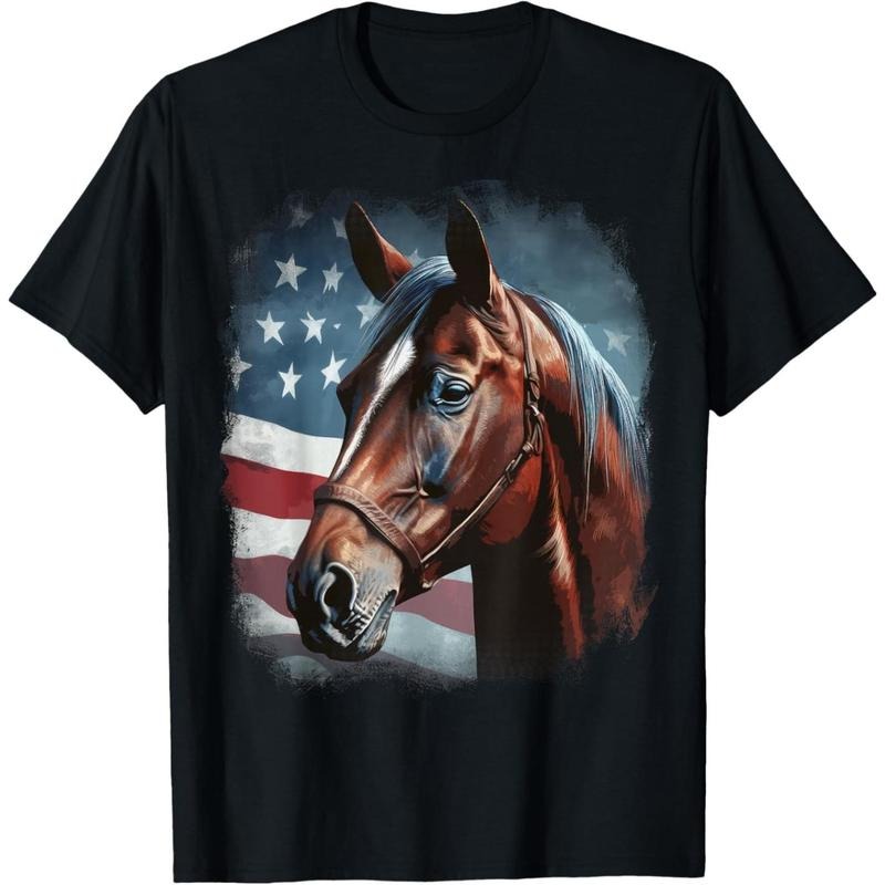 Patriotic Horse American Flag Horseback Riding Western Farm T-Shirt made in usa Hoodie, Sweatshirt | UrbanDripWear.com