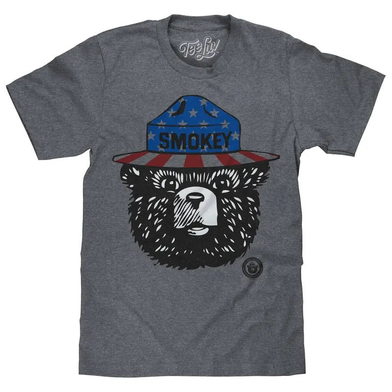 Patriotic Smokey Bear T-Shirt - Gray Hoodie, Sweatshirt | UrbanDripWear.com