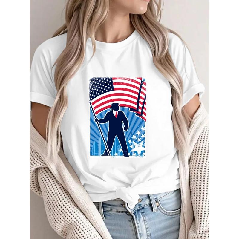 Patriotic Statement Shirt: Bold Figure with Flag against Starry Backdrop Hoodie, Sweatshirt | UrbanDripWear.com