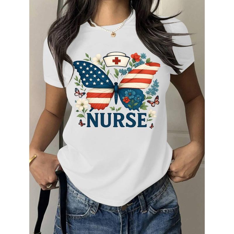 Patriotic T - Shirt for Nurses with American Flag - inspired Butterfly Design Hoodie, Sweatshirt | UrbanDripWear.com