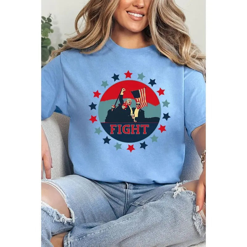 Patriotic Trump Fight Short Sleeve Relaxed Fit T-Shirt Hoodie, Sweatshirt | UrbanDripWear.com
