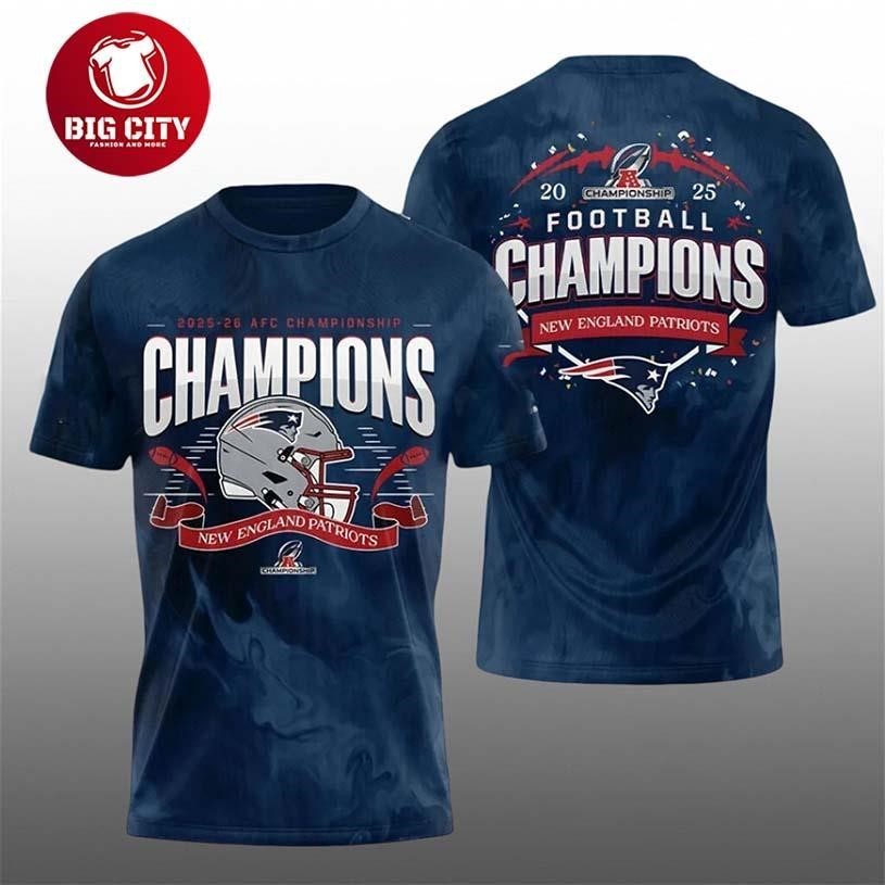 Patriots 2026 AFC Championship Champions Football Two Sided Shirt