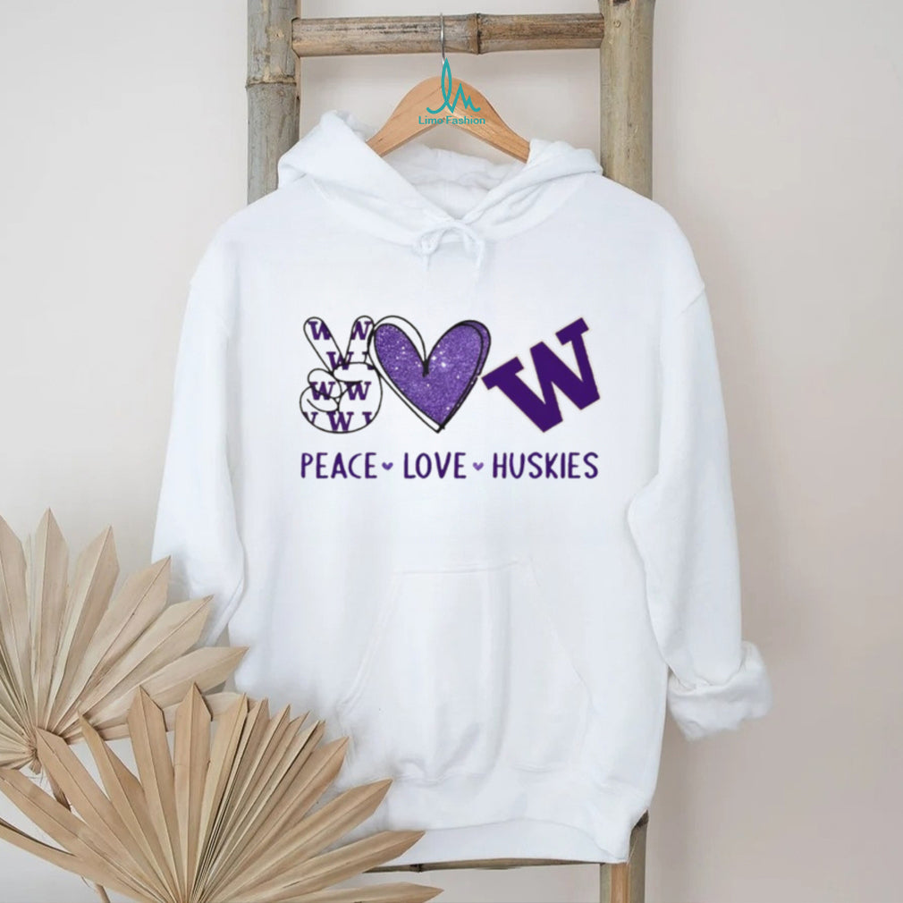 Peace Love Washington Huskies Purple Fan T Shirt