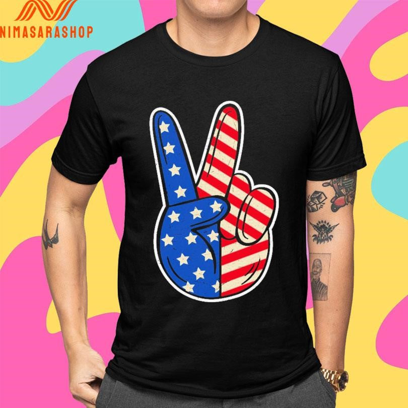 Peace Sign American Flag Shirts