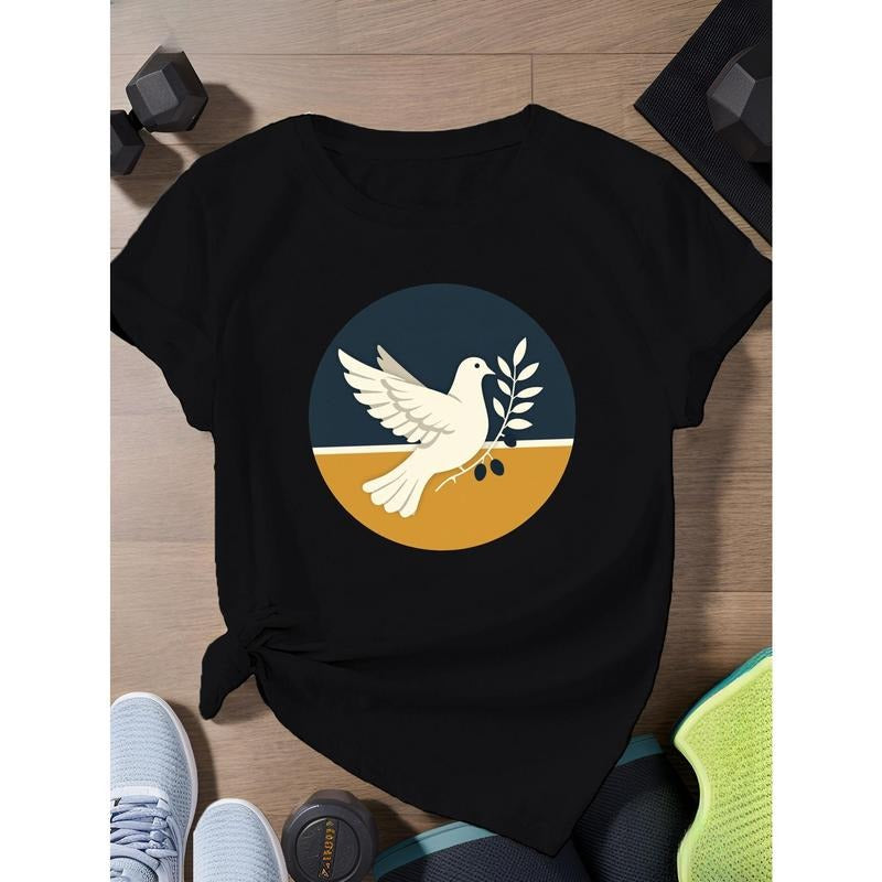 Peace White Dove with Olive Branch Women'S Plus Size Sports Short Sleeve T-Shirt Hoodie, Sweatshirt | UrbanDripWear.com