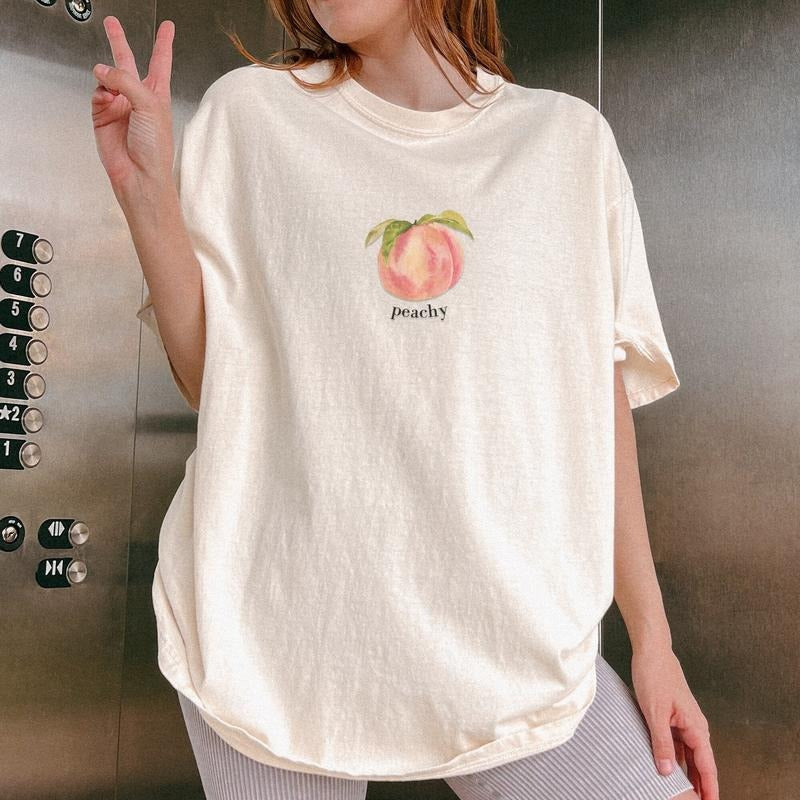 Peach T-Shirt, Vintage Graphic Fruit Shirt, Aesthetic Fruit Shirt, Boho Shirt, Fruit Tee, Peach Shirt, Peach Graphic...