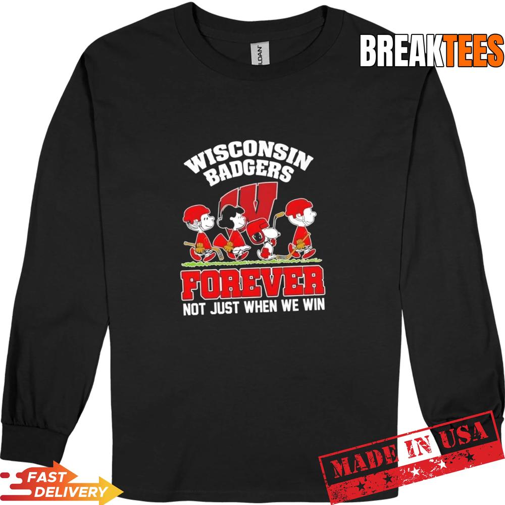 Peanuts Snoopy and Friends x Wisconsin Badgers Hockey Forever T-Shirt